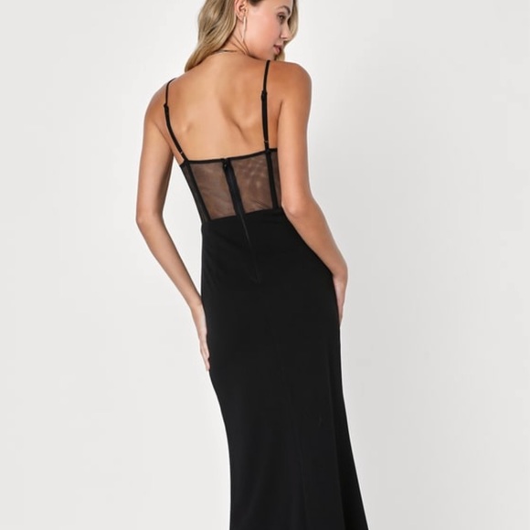 Lulu’s Remarkable Allure Black Corset Sleeveless Mermaid Maxi Dress - Picture 2 of 2